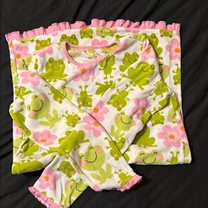 Carter's Green and Pink Frog Pajama Set
